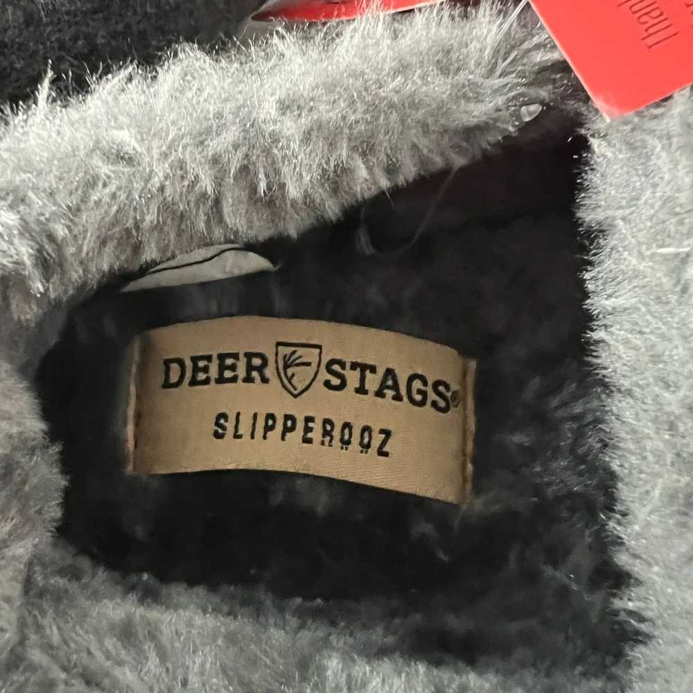 Deer Stags Gray Kids Moccasin Slippers with Plush Lining,‎ Size3, NWT